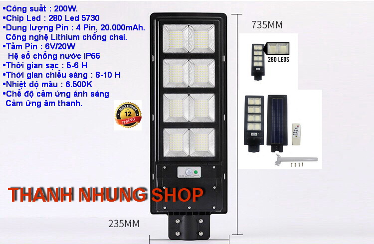 Đèn năng lượng mặt trời liền thể tặng bộ chân bắt đèn