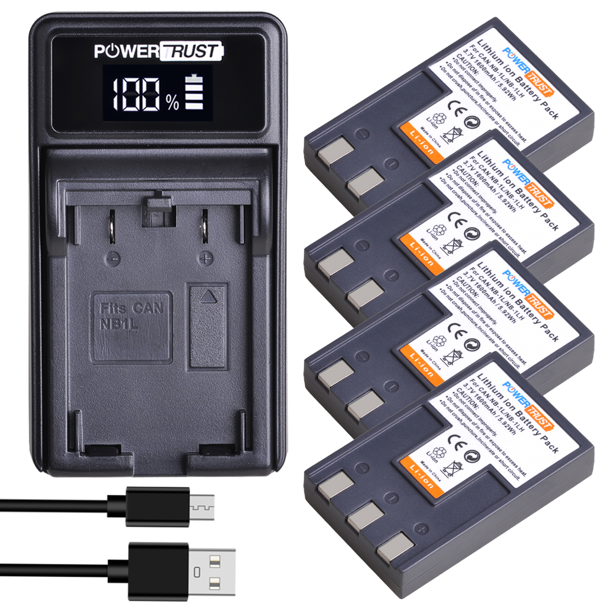 Powertrust 1600mah nb-1l nb-1lh nb1l nb1lh pin và led sạc cho canon s100 s110 s230 s400 s410 máy ảnh kỹ thuật số