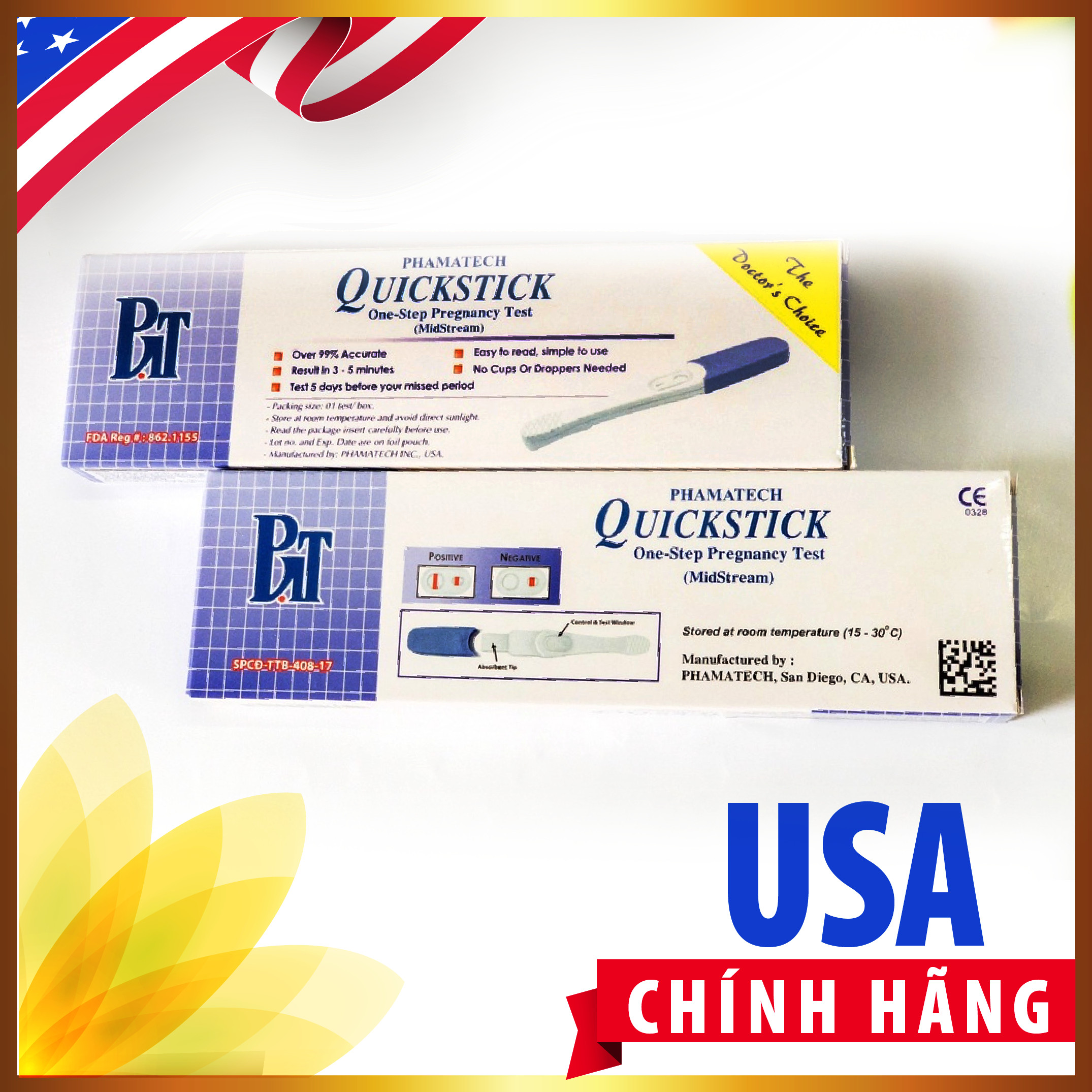 Combo 02 Test Pregnancy Premium Quickstick Midstream