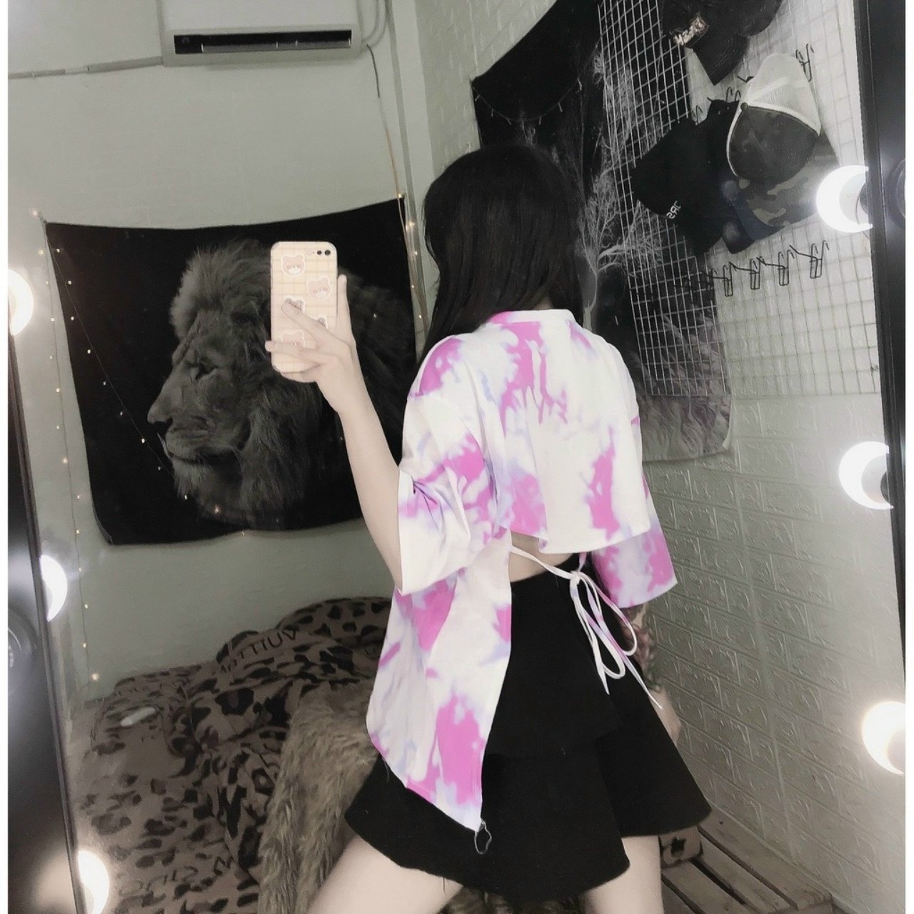 Áo Thun Kiểu Loang Sơn Hở Lưng Phối Dây Rút Nhiều Màu Form Rộng  Kiểu Dáng Mới Hot Trend . DT