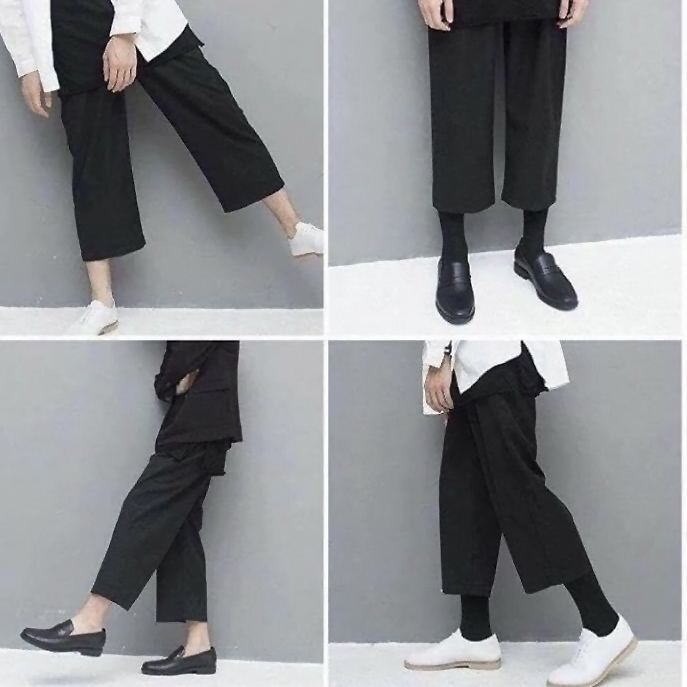 [HCM](BIGSIZE 3XL) Quần Culottes Ống Rộng Nam Nữ Culottes Đen Trơn Eo Chun Co Dãn - Layunisex