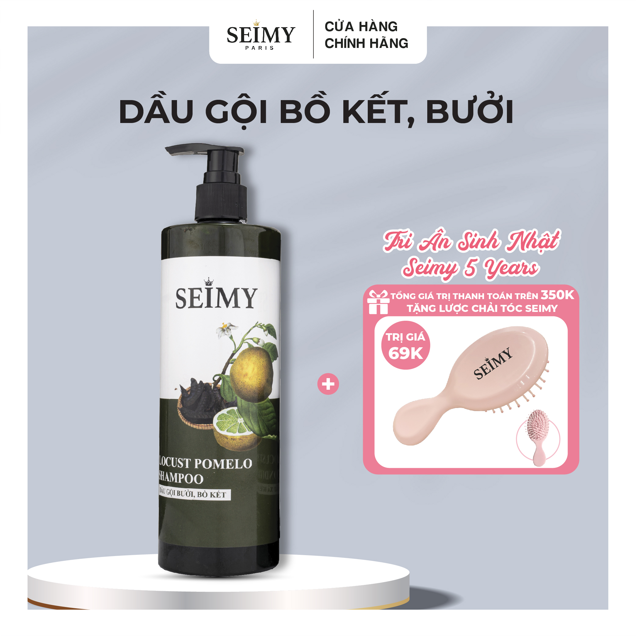 Dầu gội bồ kết, bưởi hữu cơ seimy 500ml