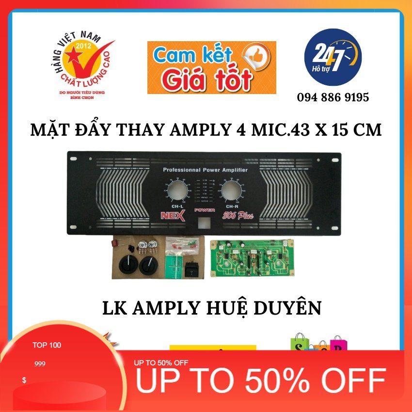 Mặt main nex 506 thay cho amply 4 mic size rộng 43cm và cao 15 cm