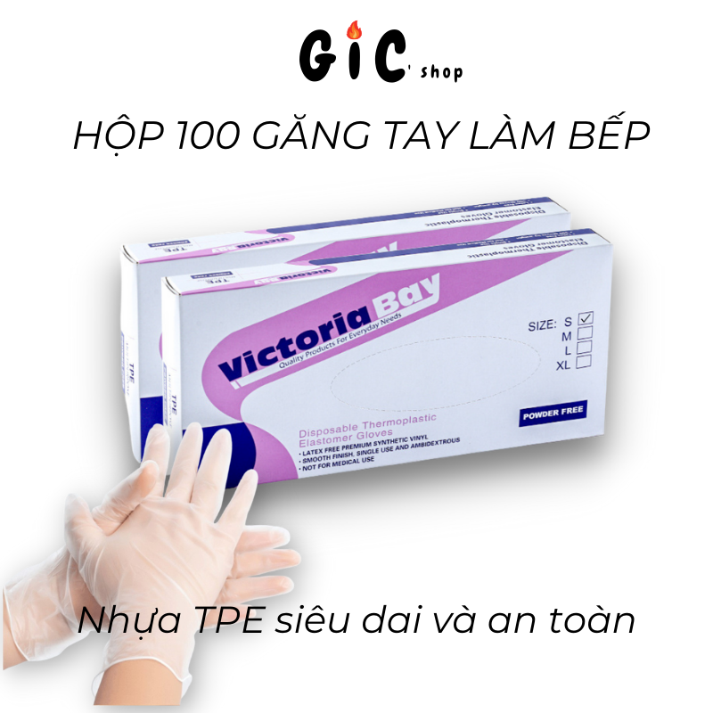 Hộp 100 Găng Tay Siêu Dai Victoria Bay Chất Liệu Cao Su TPE  An Toàn Cho Sức Khỏe, Gang Tay Cao Su Rửa Bát Dọn Dẹp Nhà Cửa