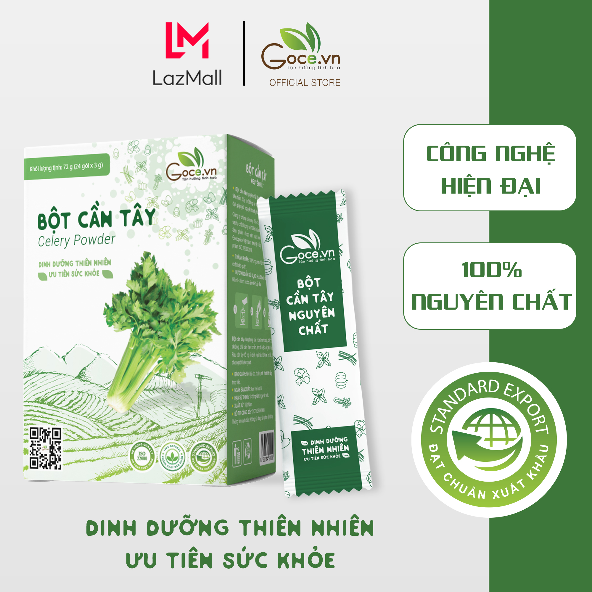 Bột cần tây nguyên chất Goce - 72g (24 gói x 3g)