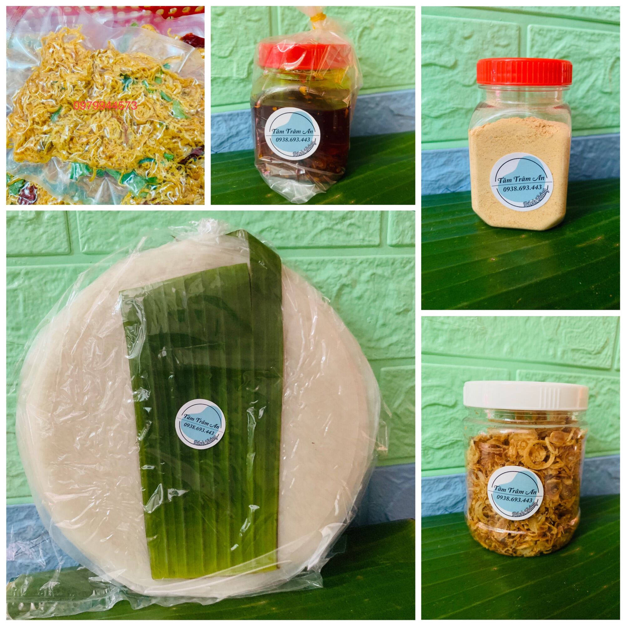 C2: bánh tráng phơi sương 500g +muối tỏi+ khô gà+ sate+ hành phi
