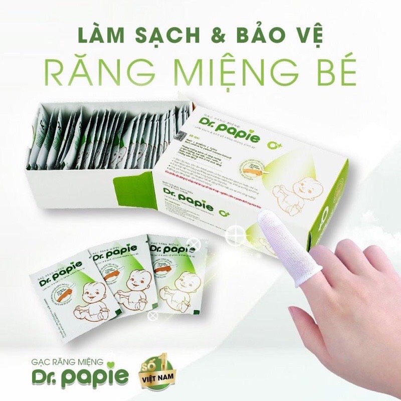 [HCM]Gạc rơ lưỡi Dr Papie vệ sinh răng miệng cho bé hộp 30 gói - BEEKIDS PLAZA