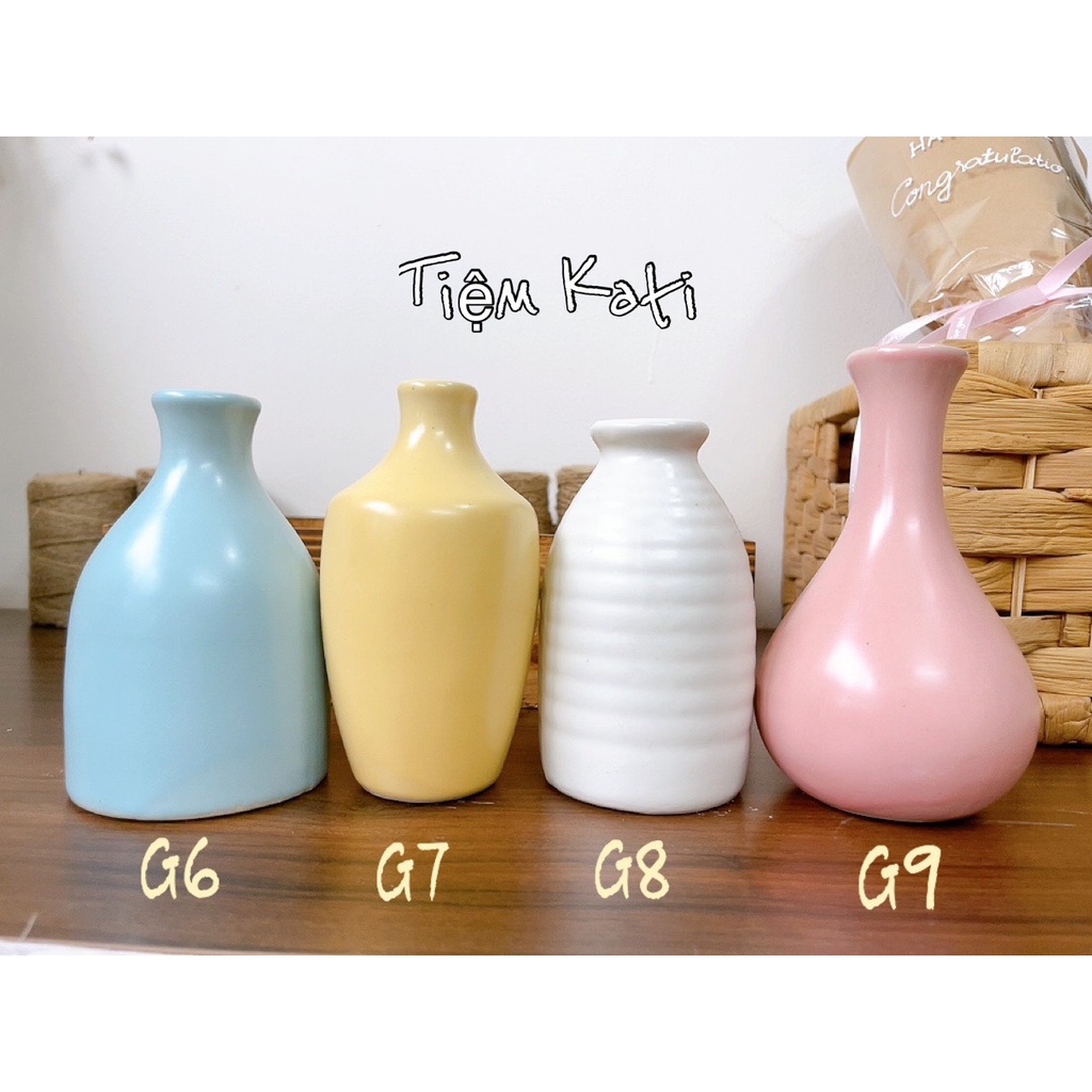 Bình gốm - lọ hoa mini - decor - gốm sứ bát tràng- hoa khô