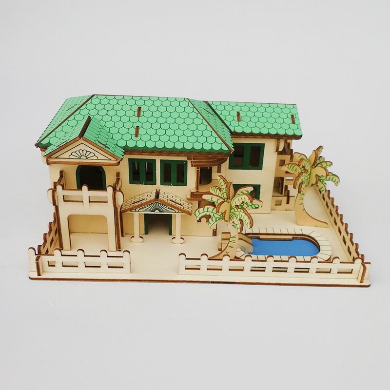 Đồ chơi lắp ráp 3D gỗ mô hình Beach House cắt laser