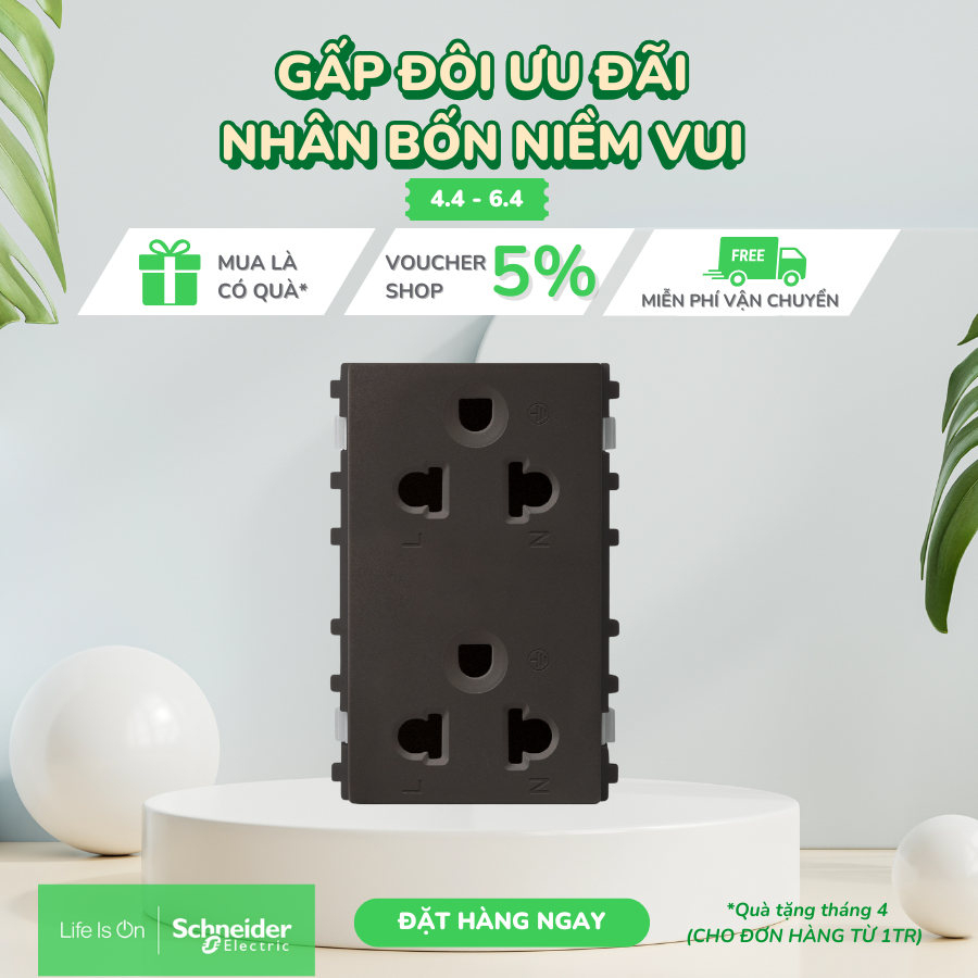 Ổ cắm đơn, đôi 3 chấu dòng ZenceloA - 16A - 250V - Schneider Electric - 84426MUES_WE_G19 84426MUES_BZ_G19 84426LUES2_WE_G19 84426LUES2_BZ_G19