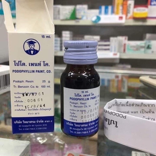 Podophyllin 25% đánh bay sùi mào gà, mụn cóc chính hãng Thái Lan 15ml