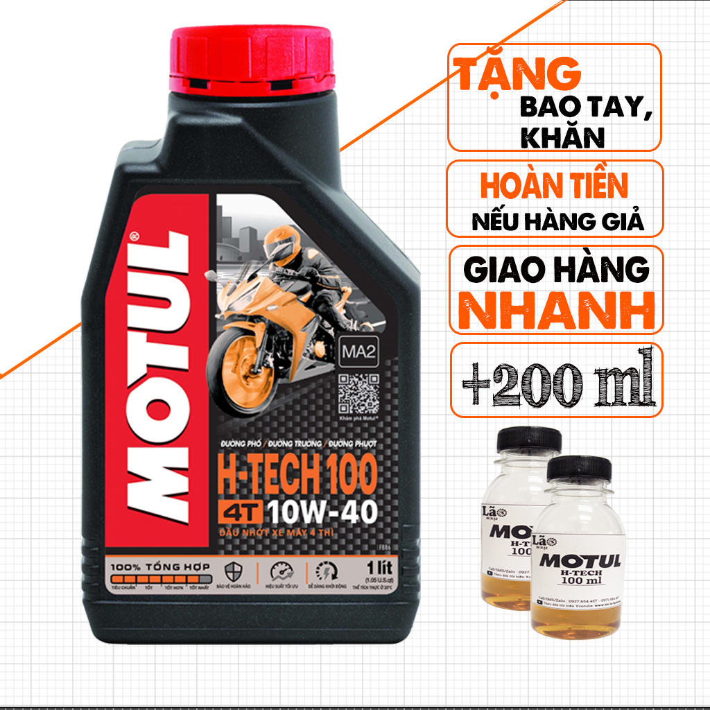 Bán 1.2 L Nhớt Xe Máy Xe Số Motul H Tech 10W40, Có Tem Kiểm Tra, Nhớt Tổng Hợp Hoàn Toàn Cho Xe Số, Phù Hợp Với Honda Winner, Sonic