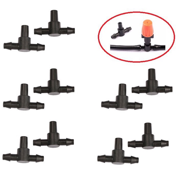 Khớp nối t6 dùng nối ống phun sương 4/7mm và gắn đầu béc phun nhựa 6mm 50 cái