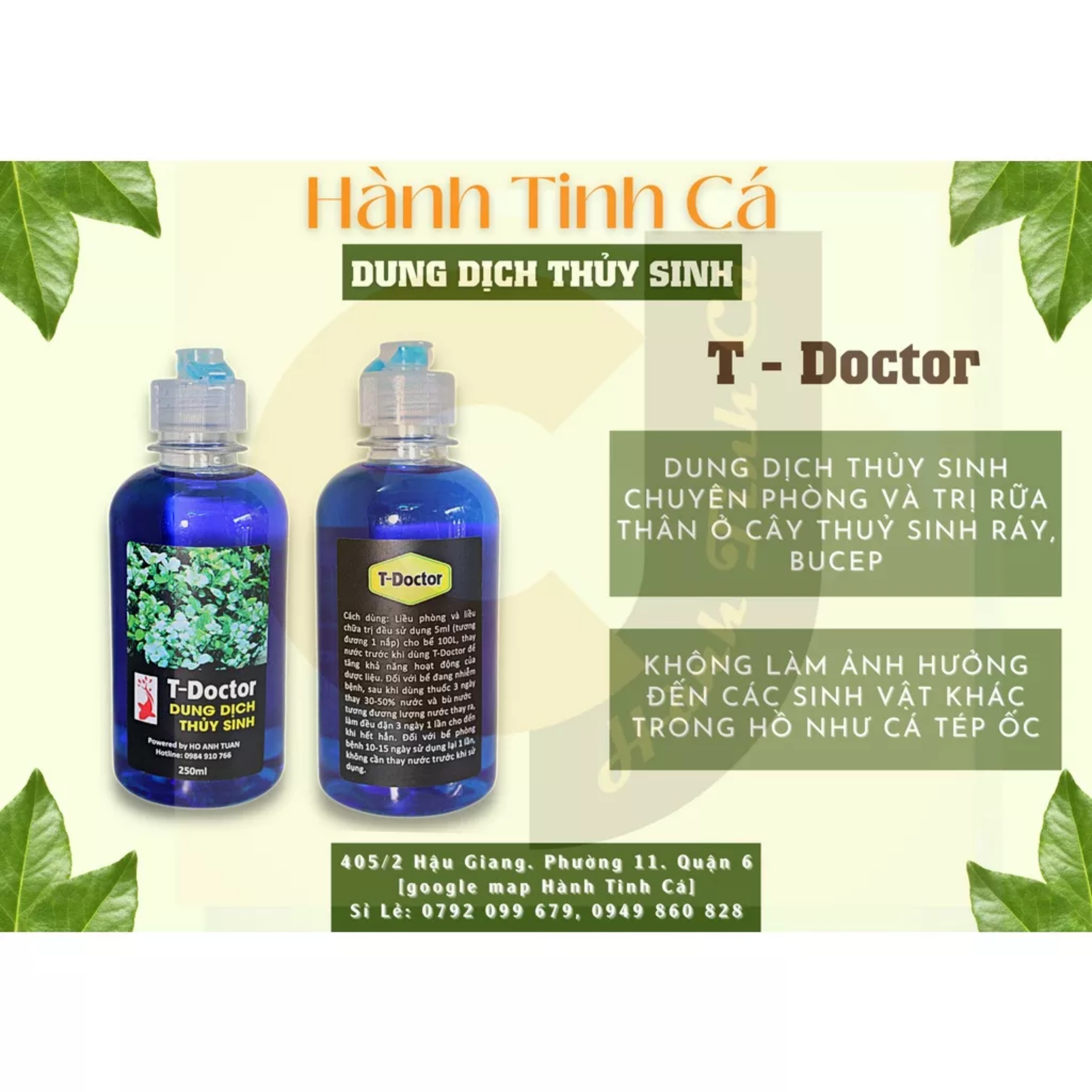 Dung dịch thuỷ sinh t-doctor - chuyên dùng cho rữa thân ở cây thuỷ sinh ráy, bucep