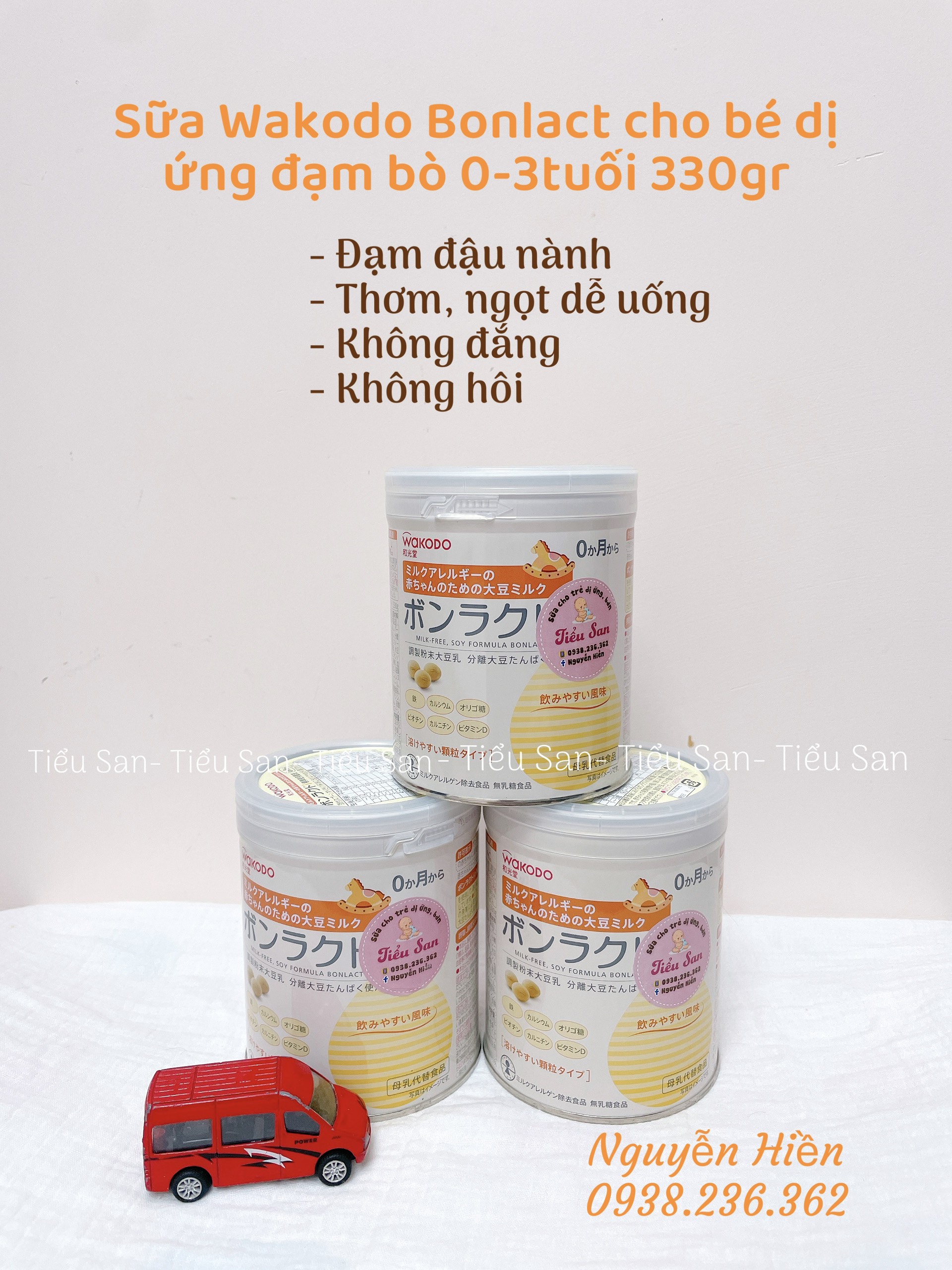 Sữa wakodo bonlact cho bé dị ứng đạm bò từ 0-3 tuổi, freelactose, 330gr