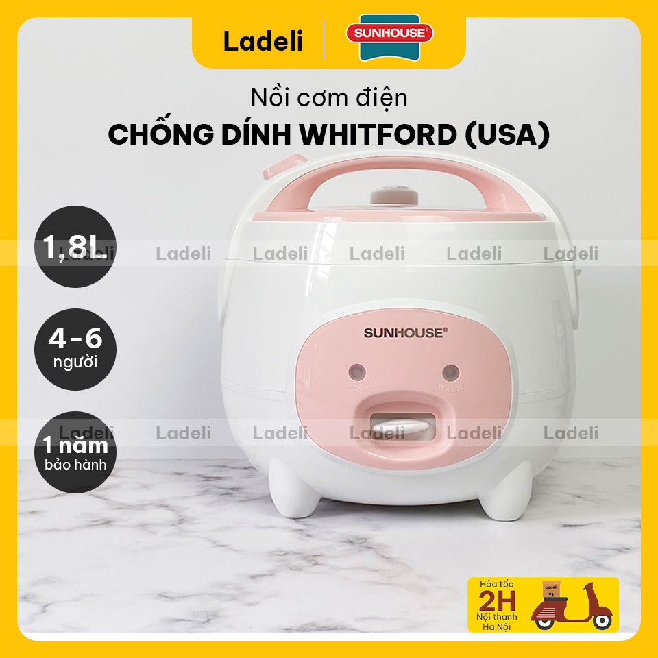Nồi cơm điện 1.8l sunhouse shd8607w bảo hành 12 tháng