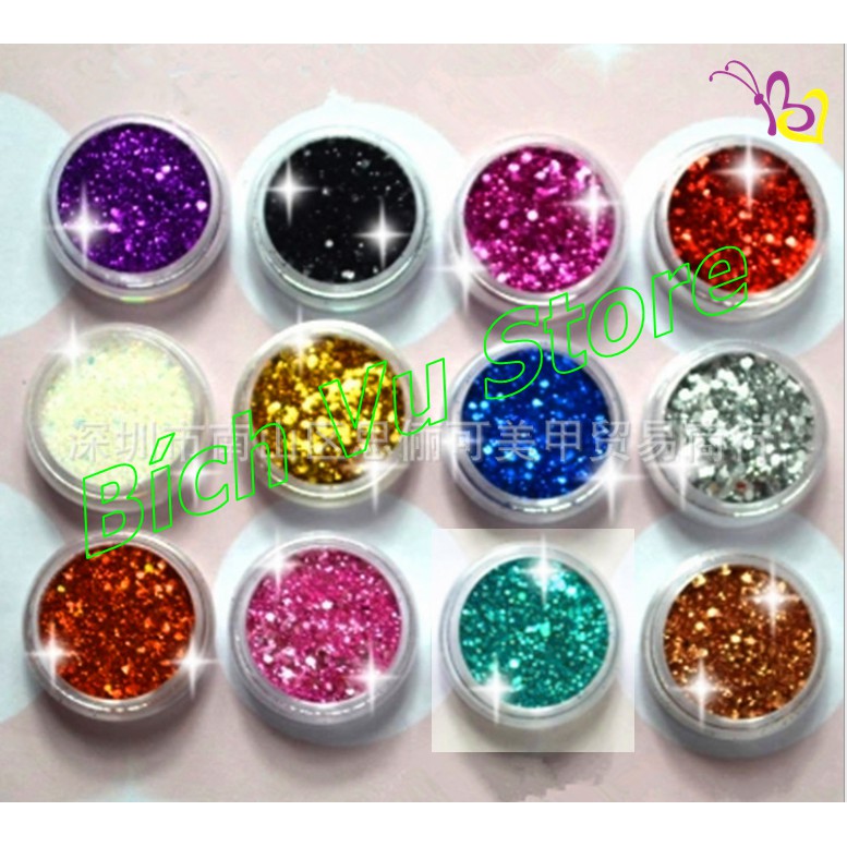 [HCM]Sét 12 màu kim tuyến mix hạt to + hạt nhỏ: 45k sản phẩm chất lượng đảm bảo an toàn sức khỏe người dùng vui lòng inbox để shop tư vấn thêm