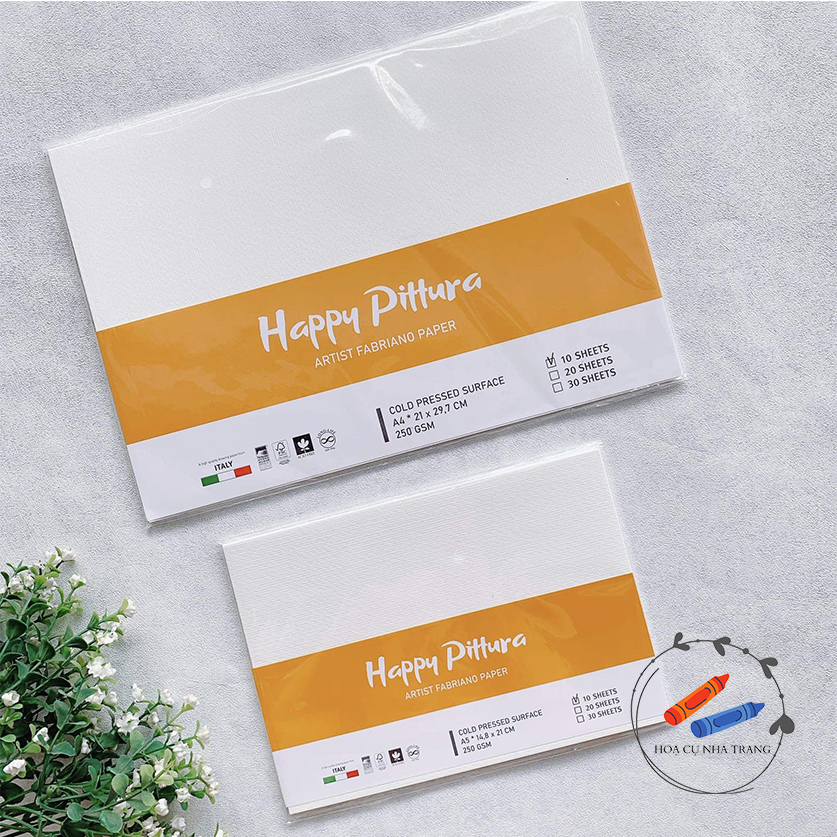 [HOẠ CỤ NHA TRANG] Giấy Vẽ Màu Nước 250gsm A3/A4/A5 Tệp 10 Tờ