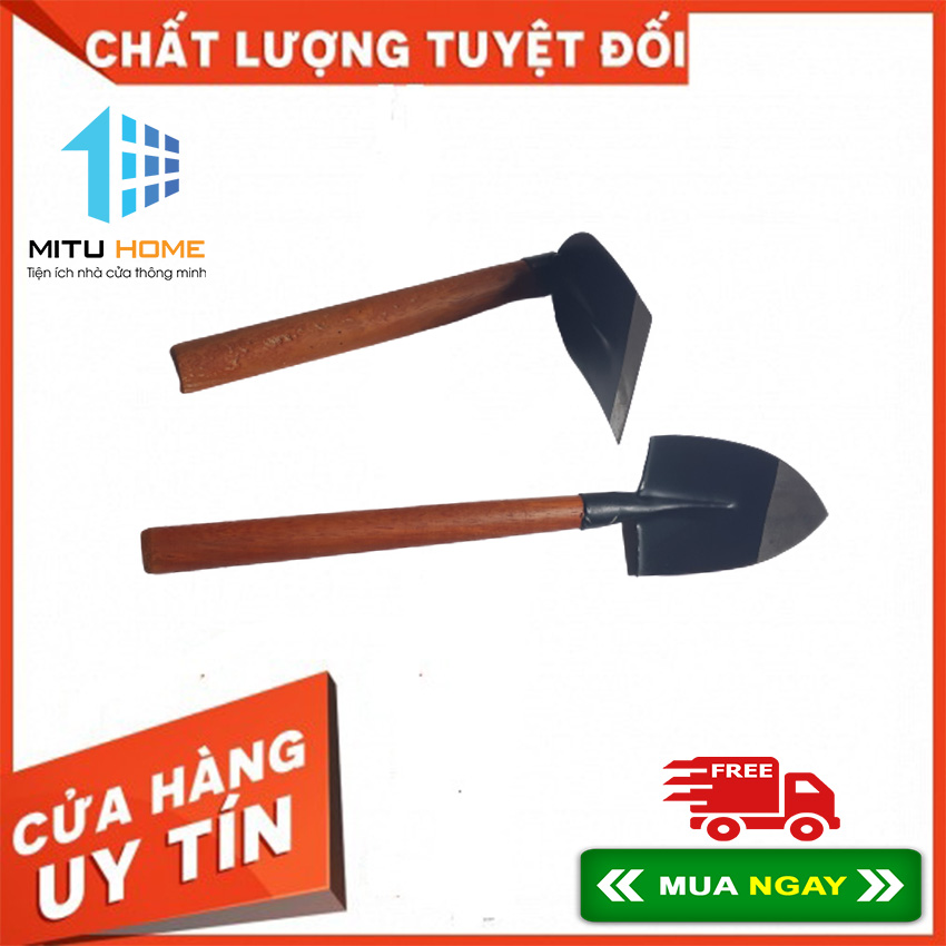 Combo bộ cuốc xẻng chuôi gỗ chuyên dùng cho làm vườn - MITUHOME
