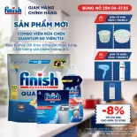 Combo Finish: Viên Rửa Chén Bát Finish Powerball Quantum 50 viên + Nước Làm bóng 500ml + Muối Rửa Chén Bát 2kg