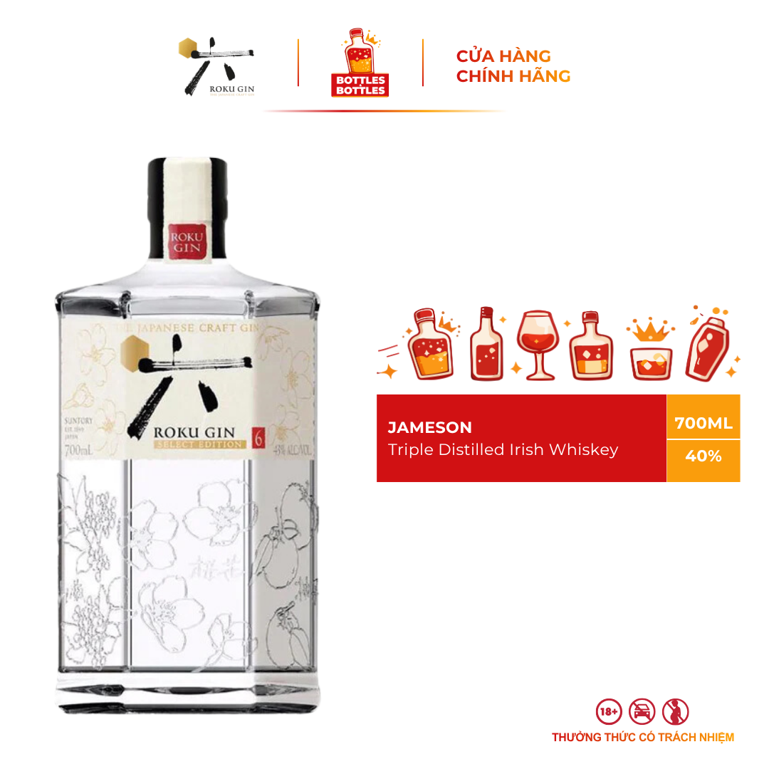 [CHÍNH HÃNG] Rượu Gin Nhật Bản Roku - 700ML - 43%