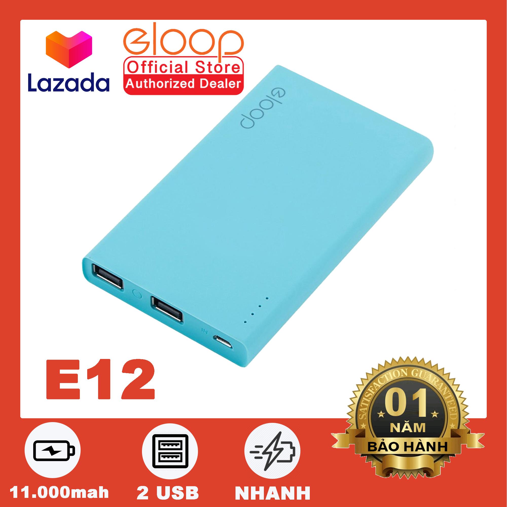 Pin sạc dự phòng eloop e12 11.000 mah - hãng phân phối chính thức