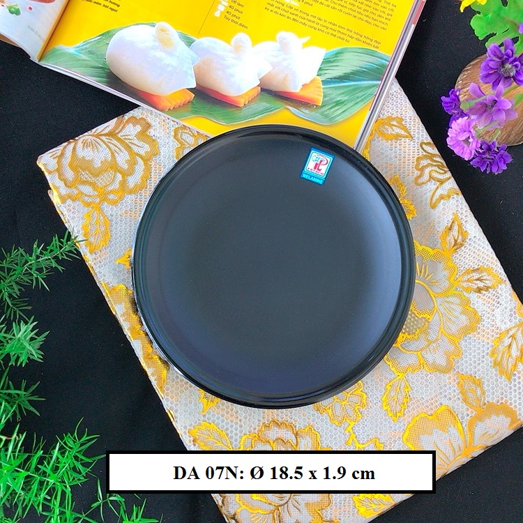 Dĩa tròn nhựa melamine màu đen nhiều size da 07n - da 08n - da09n