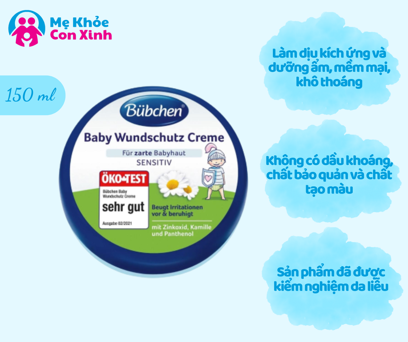 BUBCHEN - Kem chống hăm dành cho bé sơ sinh Bubchen Baby Wundschutz Creme 150ml