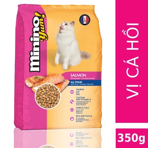 "Hoàn tiền đến 10%" [350gr] Thức ăn cho mèo Minino Yum Salmon 350gr/gói