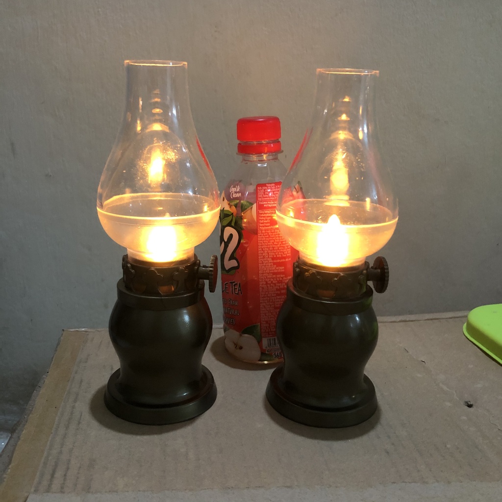 Đèn dầu điện tử cảm ứng, đèn lưu ly cát tường để ban thờ chạy pin