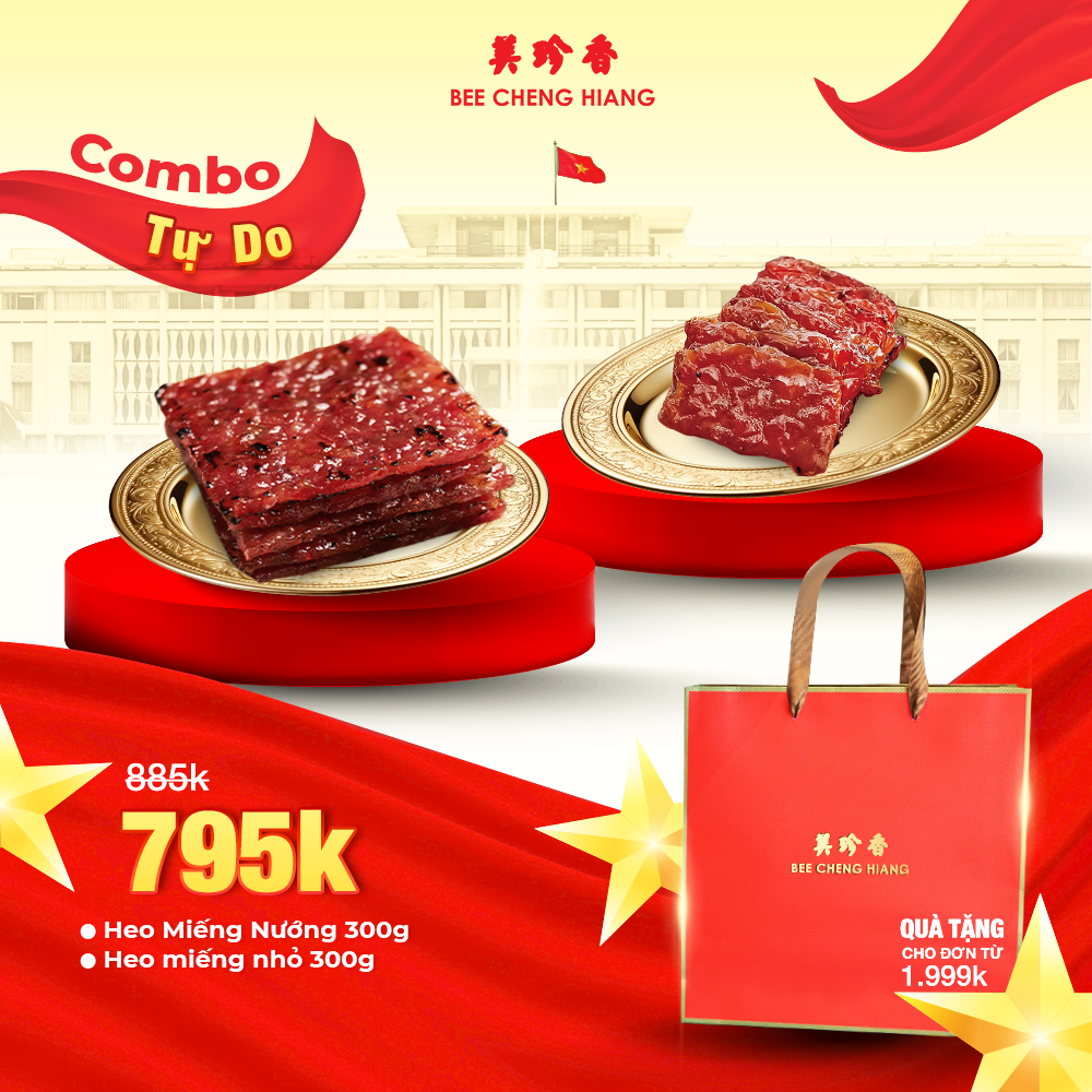[COMBO TỰ DO] Bee Cheng Hiang [Heo Miếng Nướng 300g + Heo Miếng Nhỏ 300g] - Bakkwa Singapore