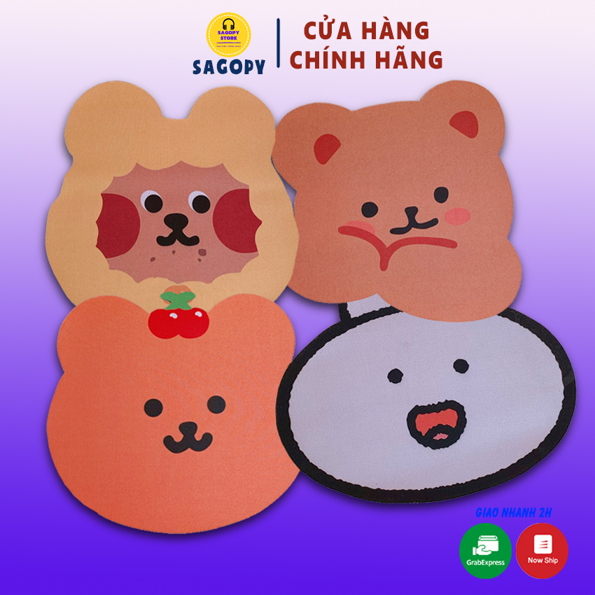 Miếng lót chuột gaming hoạt hình cute cao su cỡ lớn kích thước 21cm, tấm pad chuột máy tính, đế bàn lót chuột giá rẻ Sagopy
