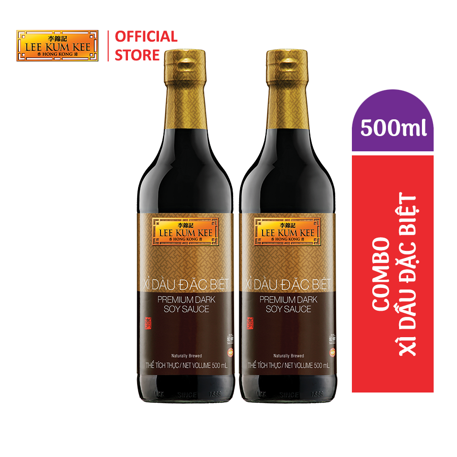 Xì dầu Lee Kum Kee Premium Dark Soy Sauce (500ml/chai) - xì dầu đặc biệt - Combo 2 chai
