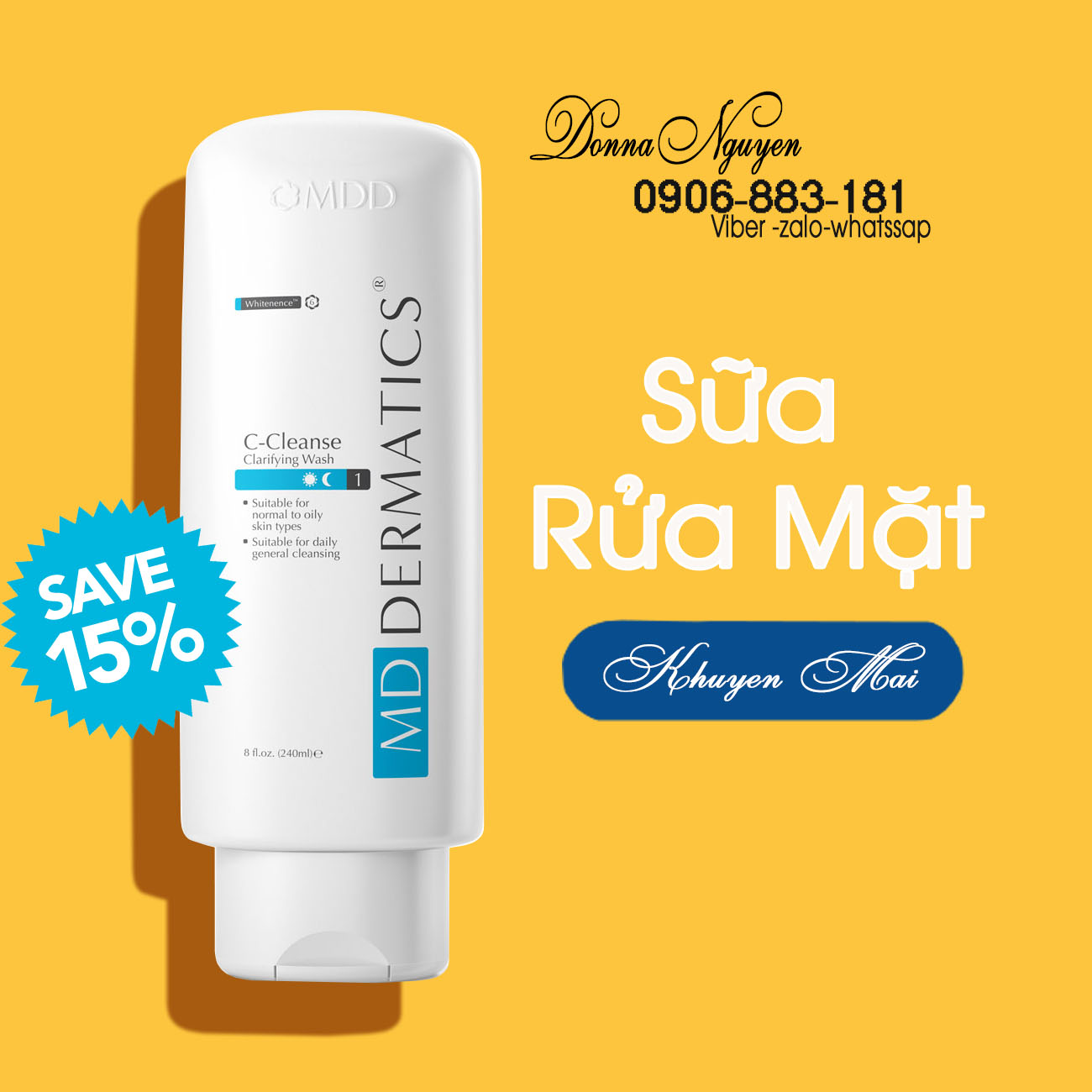 MD dermatics c-cleanse clarifying wash Sữa rửa mặt MD Dermatics