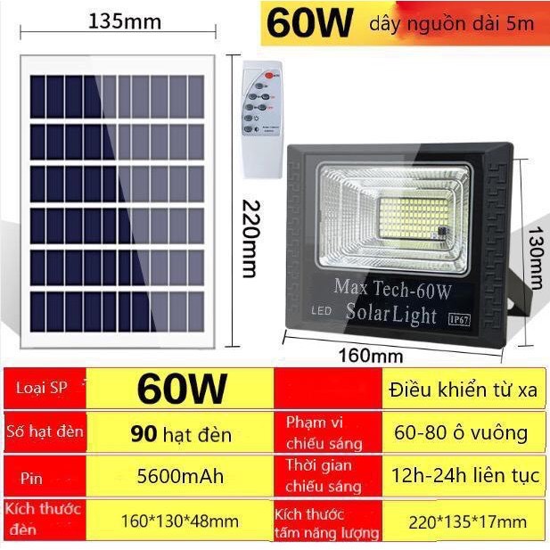 ĐÈN NĂNG LƯỢNG MẶT TRỜI MAX TECH 45W - 60W - 80W - 100W - 120W - 150W - 180W SOLAR LIGHT - ĐIỀU KHIỂN TỪ XA - PIN SẠC TRỌN DỜI - D1146