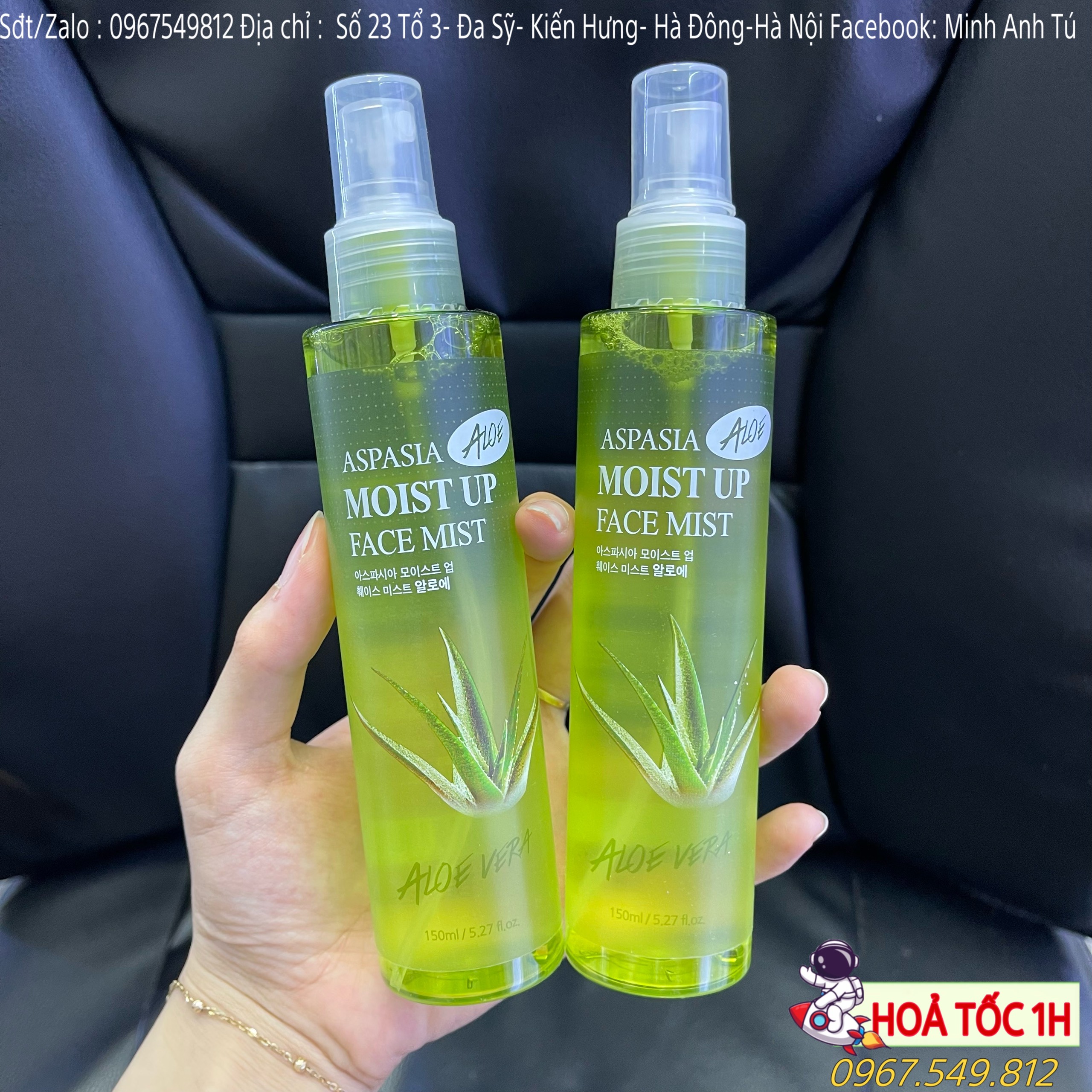 Xịt khoáng lô hội aspasia aloe vera hàn quốc cấp ẩm dưỡng da