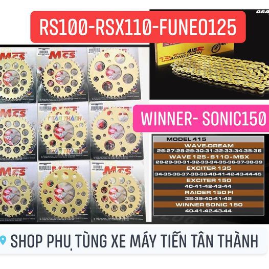 NSD NHÔNG SÊN ĐĨA XÍCH MCS  RECTO Malaysia winner / sonic 150 / rs 100 / funeo 125 / RSX  (SÊN 415 / 7 LY )