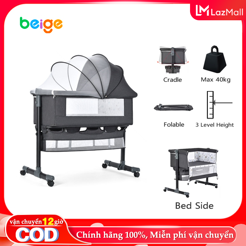Nôi Đa Năng Beige | Gấp Gọn, Ghép Giường, Chống Trào Ngược | An Toàn Tuyệt Đối Cho Bé 0-24 Tháng