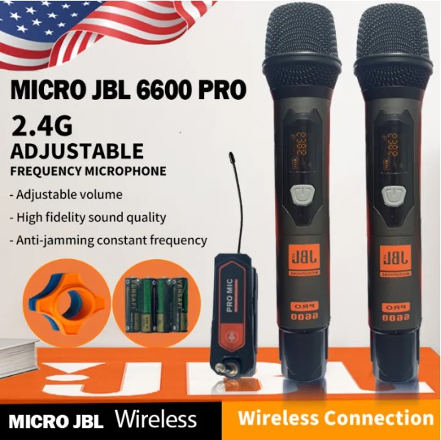 CHÍNH HÃNG | Micro JBL WIRELESS PRO 6600, Hút Âm, Nâng Giọng, Micro Sử Dụng Cho Karaoke Gia Đình, Dàn Karaoke Kinh Doanh, Sân Khấu, Phòng Trà.