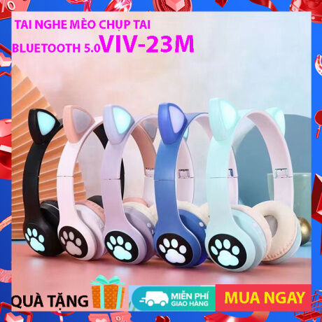 Tai nghe mèo viv 23m – có đèn led – kết nối bluetooth 5.0 tai nghe không dây mèo bluetooth 5.0 viv-23m tai nghe không dây chụp tai bluetooth viv-23m kết lazada tai nghe mèo chụp tai bluetooth viv-23m kết nối 5.0