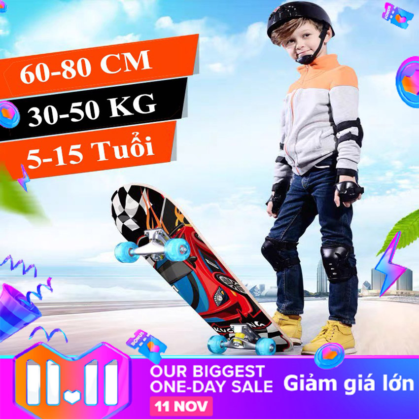 Ván trượt skateboard cho trẻ em, Ván trượt patin cho bé cao cấp - Bảo hành bánh xe 12 tháng
