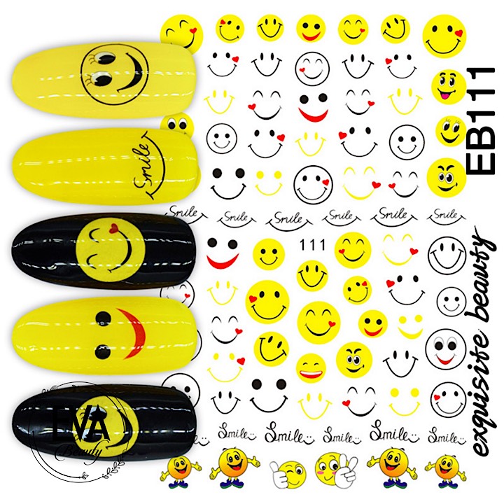 Decal dán móng tay 3d nail sticker hoạ tiết icon mặt cười eb111