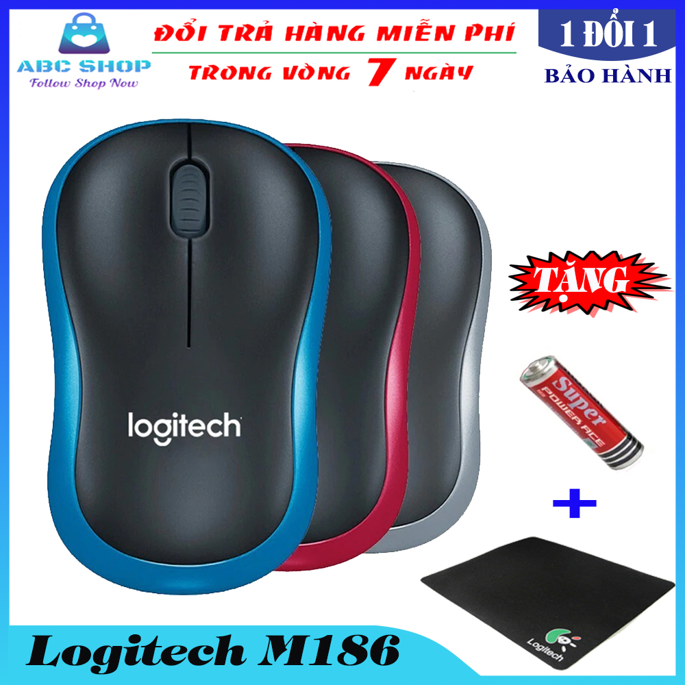Chuột vi tính không dây logitech-m186 cao cấp – mouse wireless logitech-m186 – chuột không dây di động usb kết nối 10m – bảo hành 12 tháng 1 đổi 1