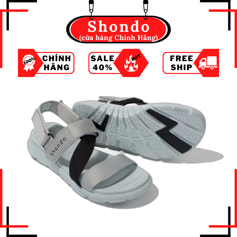 Giày sandals nam nữ shondo f6 sport - f6s2011 - màu xám phối đen