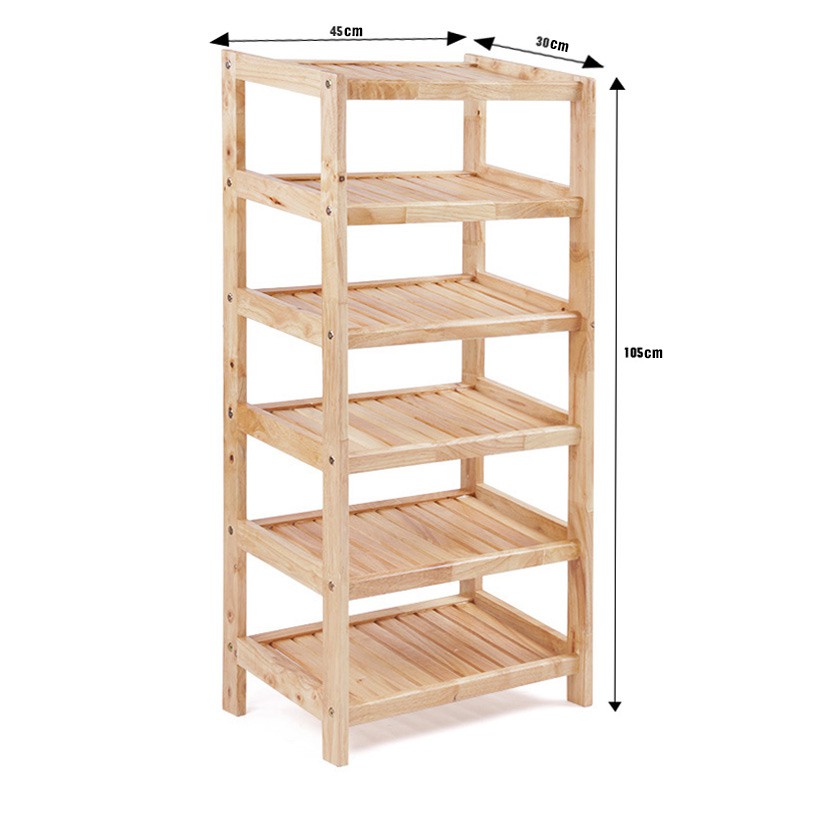 Kệ giày dép gỗ cao su tự nhiên 6 tầng rộng 45cm- ViNa Furniture