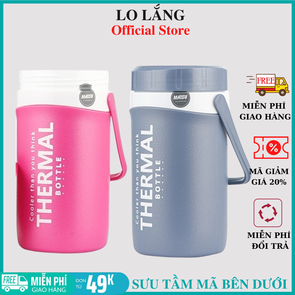 Bình giữ nhiệt 2 lít cao cấp	 không vòi và 2L có vòi rót và quai xách giữ lanh hơn 10 giờ đựng đồ đa năng cực bền