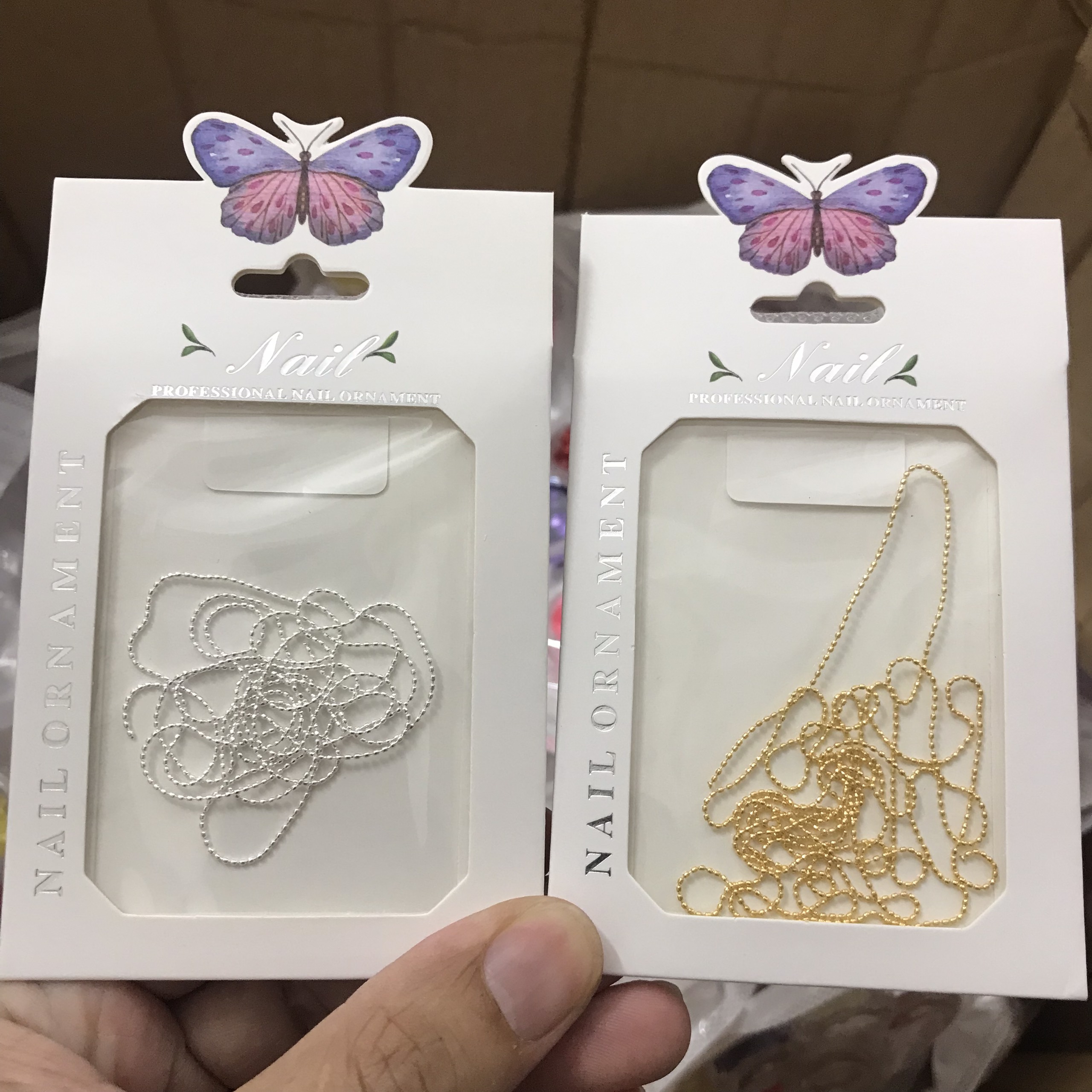 Dây bi đính nail - Dây bi vàng & Dây bi bạc trang trí móng tay - Phụ liệu Nail