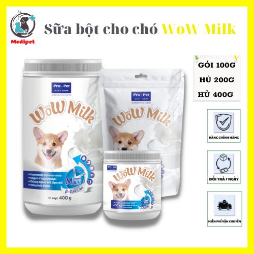 Sữa bột cho chó Wow milk bổ sung dinh dưỡng canxi giúp xương chắc khỏe