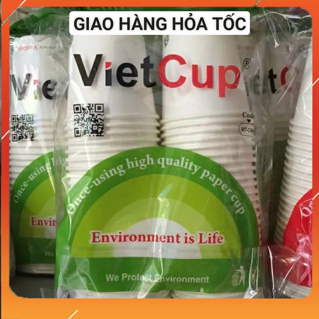 Cốc giấy dùng 1 lần 180ml Ly giấy Vietcup cao cấp 50 cái