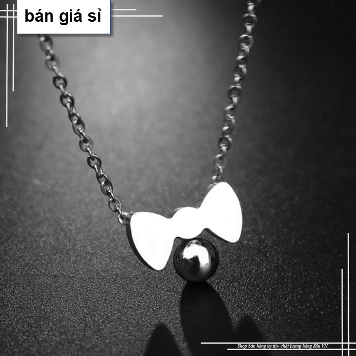Dây chuyền inox nữ Nơ và Bi